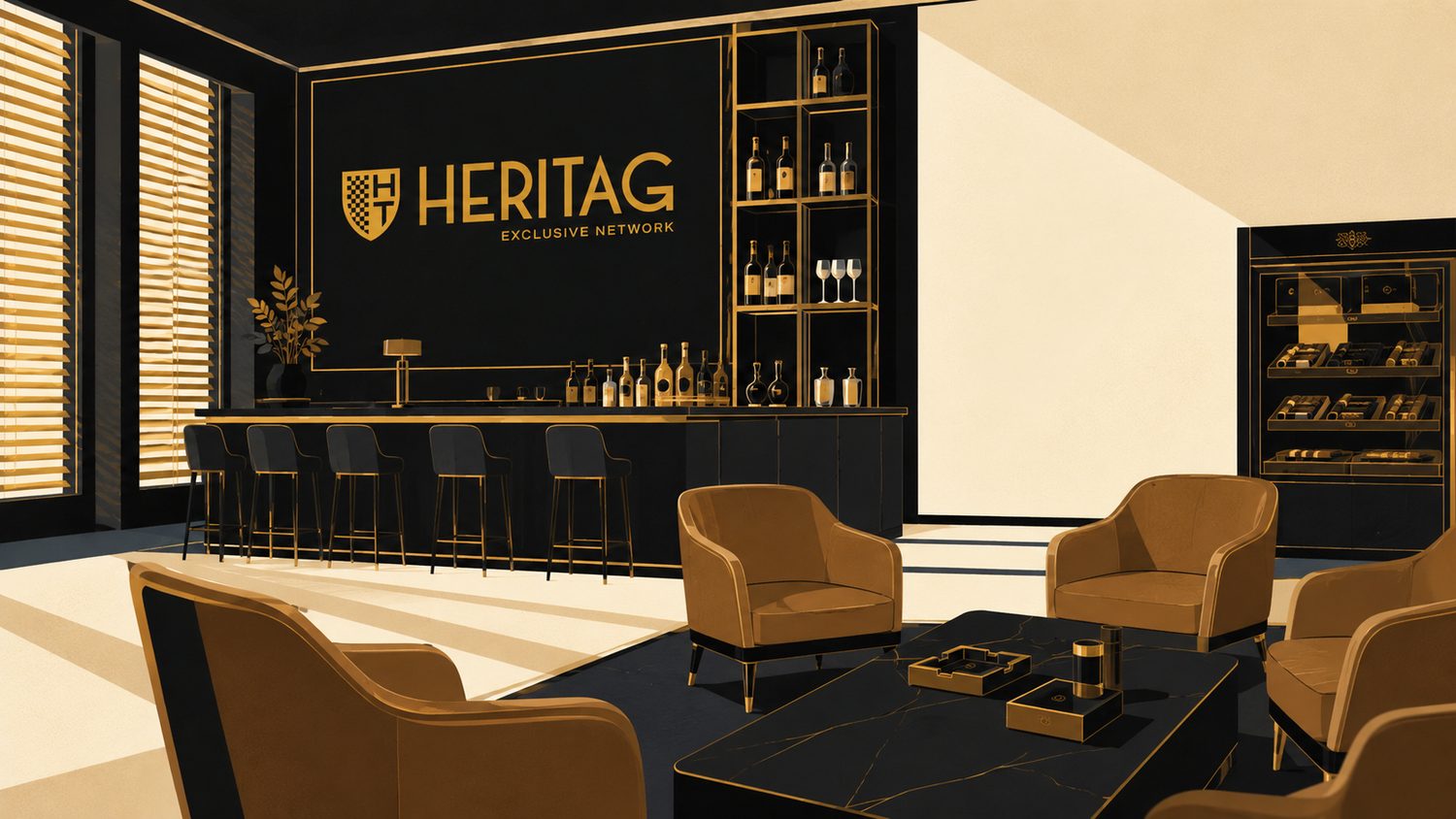 The lounge and cigar bar of a HERITAG Club House